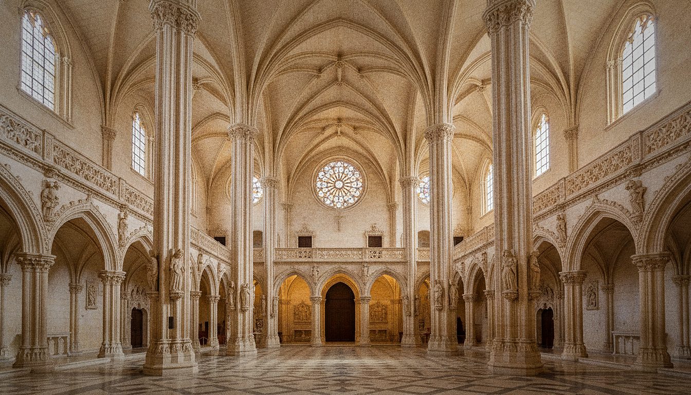 Il coro alto e la navata della chiesa di Santa Maria de Belém vista dall'ingresso